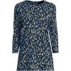 Lands’ End Women’s 3/4 Sleeve Supima Cotton Crewneck Tunic(Deep Sea Navy Multi Daisy)