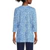 Lands’ End Women’s 3/4 Sleeve Supima Cotton Crewneck Tunic(Ivory/Vista Blue Flowers)