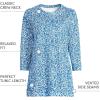 Lands’ End Women’s 3/4 Sleeve Supima Cotton Crewneck Tunic(Ivory/Vista Blue Flowers)