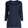Lands’ End Women’s 3/4 Sleeve Supima Cotton Crewneck Tunic(Radiant Navy)