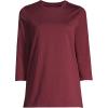Lands’ End Women’s 3/4 Sleeve Supima Cotton Crewneck Tunic(Rich Burgundy)