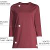 Lands’ End Women’s 3/4 Sleeve Supima Cotton Crewneck Tunic(Rich Burgundy)