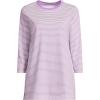 Lands’ End Women’s 3/4 Sleeve Supima Cotton Crewneck Tunic(Soft Orchid Micro Stripe)