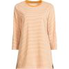 Lands’ End Women’s 3/4 Sleeve Supima Cotton Crewneck Tunic(Sweet Mango Micro Stripe)