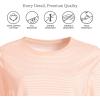 Lands’ End Women’s 3/4 Sleeve Supima Cotton Crewneck Tunic(Tinted Peach Micro Stripe)