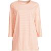 Lands’ End Women’s 3/4 Sleeve Supima Cotton Crewneck Tunic(Tinted Peach Micro Stripe)