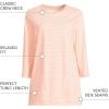Lands’ End Women’s 3/4 Sleeve Supima Cotton Crewneck Tunic(Tinted Peach Micro Stripe)