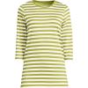 Lands’ End Women’s 3/4 Sleeve Supima Cotton Crewneck Tunic(Vintage Lime Even Stripe)