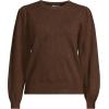 Lands’ End Women’s Cashmere Puff Sleeve Crew Neck Sweater(Dark Carob Heather)