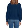 Lands’ End Women’s Cashmere Puff Sleeve Crew Neck Sweater(Deep Sea Navy)