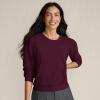 Lands’ End Women’s Cashmere Puff Sleeve Crew Neck Sweater(Light Raspberry Sorbet Heather)
