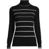 Lands’ End Women’s Cashmere Turtleneck Sweater(Black Heritage Stripe)