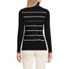 Lands’ End Women’s Cashmere Turtleneck Sweater(Black Heritage Stripe)