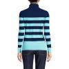 Lands’ End Women’s Cashmere Turtleneck Sweater(Deep Sea Navy/Aqua Stripe)