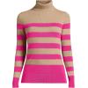 Lands’ End Women’s Cashmere Turtleneck Sweater(Intense Rose Vicuna Stripe)