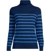 Lands’ End Women’s Cashmere Turtleneck Sweater(Navy/Cobalt Placed Stripe)