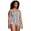 Lands’ End Women’s Chlorine Resistant Soft Cup Tugless Sporty One Piece Swimsuit(Black Havana Floral)