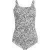 Lands’ End Women’s Chlorine Resistant Soft Cup Tugless Sporty One Piece Swimsuit(Black/White Decor Paisley)