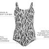 Lands’ End Women’s Chlorine Resistant Soft Cup Tugless Sporty One Piece Swimsuit(Black/White Vine Floral)