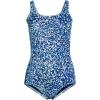 Lands’ End Women’s Chlorine Resistant Soft Cup Tugless Sporty One Piece Swimsuit(Blue)