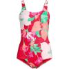 Lands’ End Women’s Chlorine Resistant Soft Cup Tugless Sporty One Piece Swimsuit(Coral Rose Lilies)