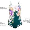 Lands’ End Women’s Chlorine Resistant Soft Cup Tugless Sporty One Piece Swimsuit(Deep Balsam Floral Placement)