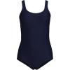Lands’ End Women’s Chlorine Resistant Soft Cup Tugless Sporty One Piece Swimsuit(Deep Sea Navy Ottoman)