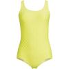 Lands’ End Women’s Chlorine Resistant Soft Cup Tugless Sporty One Piece Swimsuit(Sunlight Lime Diamond Jacquard)