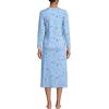 Lands’ End Women’s Cotton Long Sleeve Midcalf Nightgown(Clear Blue Sky Skiers)