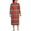 Lands’ End Women’s Cotton Long Sleeve Midcalf Nightgown(Compass Red/Emerald Plaid)