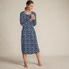 Lands’ End Women’s Cotton Long Sleeve Midcalf Nightgown(Deep Sea Navy Floral Mix)