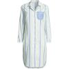 Lands’ End Women’s Cotton Poplin Long Sleeve Sleepshirt Nightgown(Icy Mint/Muted Cobalt Stripe)