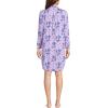 Lands’ End Women’s Cotton Poplin Long Sleeve Sleepshirt Nightgown(Lilac Petal Snow Drop Floral)