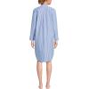 Lands’ End Women’s Cotton Poplin Long Sleeve Sleepshirt Nightgown(Muted Cobalt/Pink Stripe)