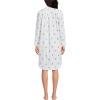 Lands’ End Women’s Cotton Poplin Long Sleeve Sleepshirt Nightgown(White/Blue Floral Stripe)