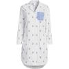 Lands’ End Women’s Cotton Poplin Long Sleeve Sleepshirt Nightgown(White/Blue Floral Stripe)