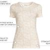 Lands’ End Women’s Cotton Rib Knit T-Shirt(Champagne Leaf Scroll)