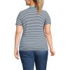 Lands’ End Women’s Cotton Rib Knit T-Shirt(Deep Sea Navy Tiny Stripe)