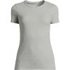 Lands’ End Women’s Cotton Rib Knit T-Shirt(Gray Heather)