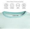 Lands’ End Women’s Cotton Rib Knit T-Shirt(Misty Aqua Mini Stripe)