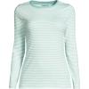 Lands’ End Women’s Cotton Rib Knit T-Shirt(Misty Aqua Mini Stripe)