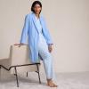 Lands’ End Women’s Cotton Terry Knee Length Spa Bath Robe(Clear Blue Sky)