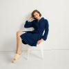 Lands’ End Women’s Cotton Terry Knee Length Spa Bath Robe(Deep Sea Navy)