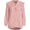 Lands’ End Women’s Cotton Voille Ruffle Front Blouse(Dark Orange Floral Vines)
