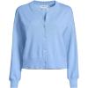 Lands’ End Women’s Cropped Fine Gauge Crew Neck Cardigan Sweater(Clear Blue Sky)