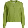 Lands’ End Women’s Cropped Fine Gauge Crew Neck Cardigan Sweater(Winter Pear)