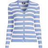 Lands’ End Women’s Drifter Baby Cable Vneck Cardigan Sweater(Fresh Ivory/Periwinkle Stripe)
