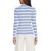 Lands’ End Women’s Drifter Baby Cable Vneck Cardigan Sweater(Fresh Ivory/Periwinkle Stripe)