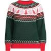 Lands’ End Women’s Drifter Jacquard Raglan Crew Neck Sweater(Trees/Green and Red)