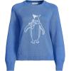 Lands’ End Women’s Drifter Jacquard Raglan Crew Neck Sweater(Winter Penguin/Blue)